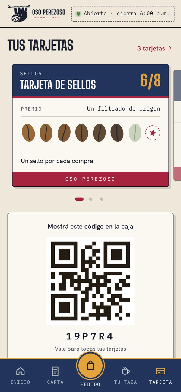 Wallet de Oso Perezoso con tarjeta de sellos, puntos y club
